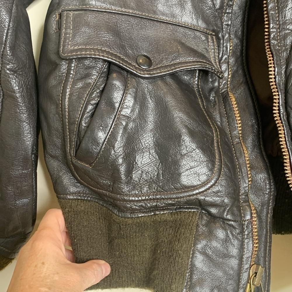 Vintage Brown WW Era G-1 USA Navy Avirex Ltd Bomber Flight Brown Leather Jacket - Picture 14 of 17